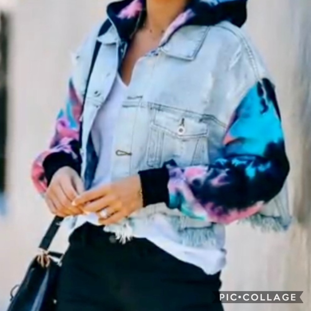 SALE!! Distressed Denim Cropped Jacket - Picture 4 of 6